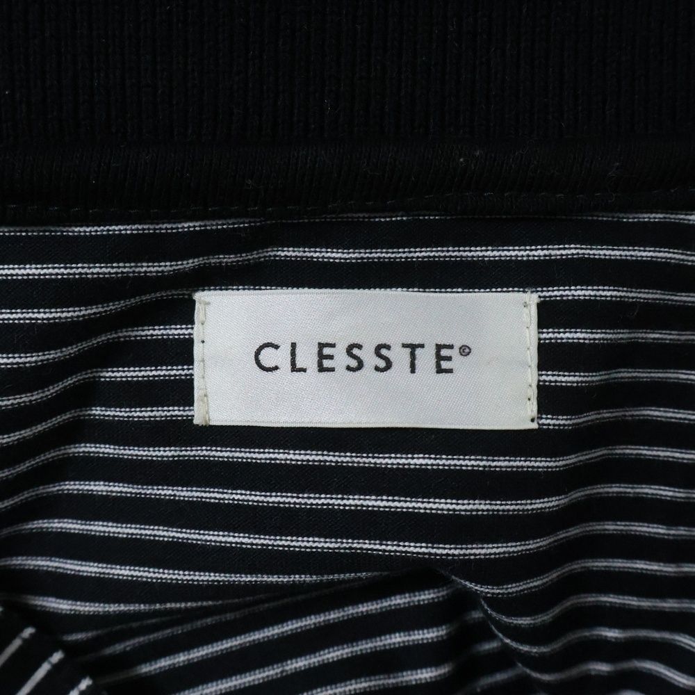 CLESSTE (クレスト) ストライプ柄 オーバーサイズ 長袖ポロシャツ