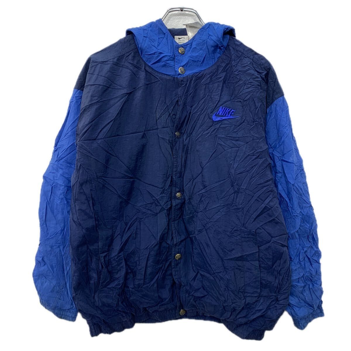 90s タイ製 NIKE ジャケット XL ユースサイズ ブルー ナイキ スナップ