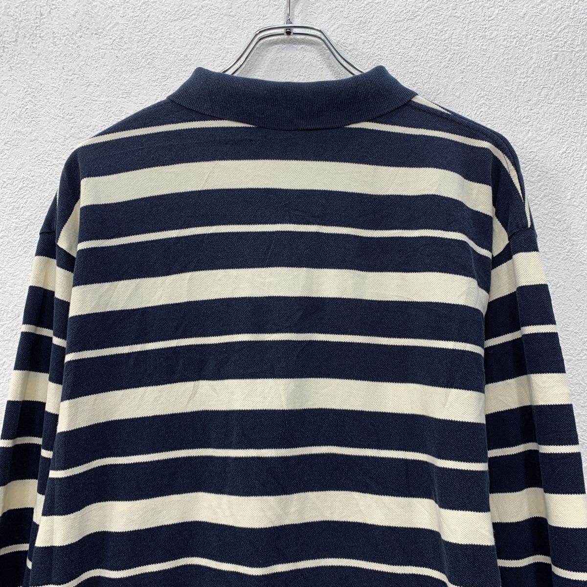 90s POLO RALPH LAUREN 長袖 ポロシャツ XL ホワイト ネイビー ポロ