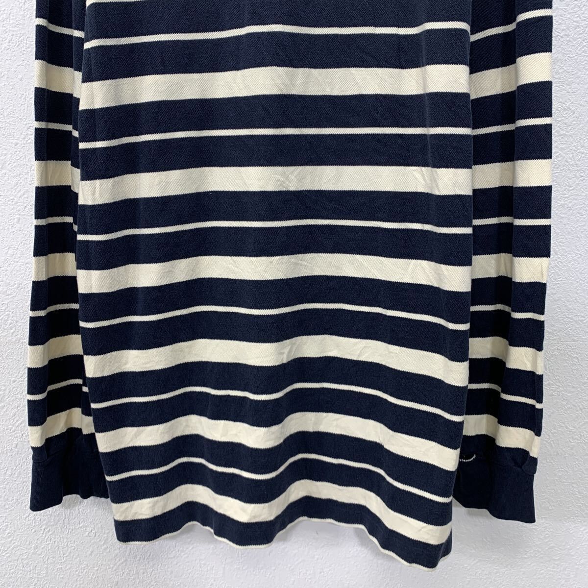 90s POLO RALPH LAUREN 長袖 ポロシャツ XL ホワイト ネイビー ポロ