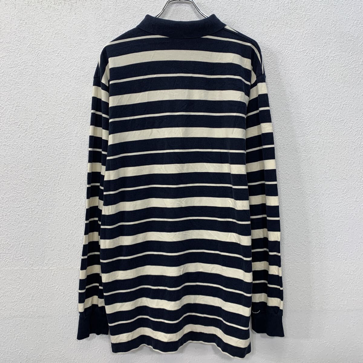90s POLO RALPH LAUREN 長袖 ポロシャツ XL ホワイト ネイビー ポロ