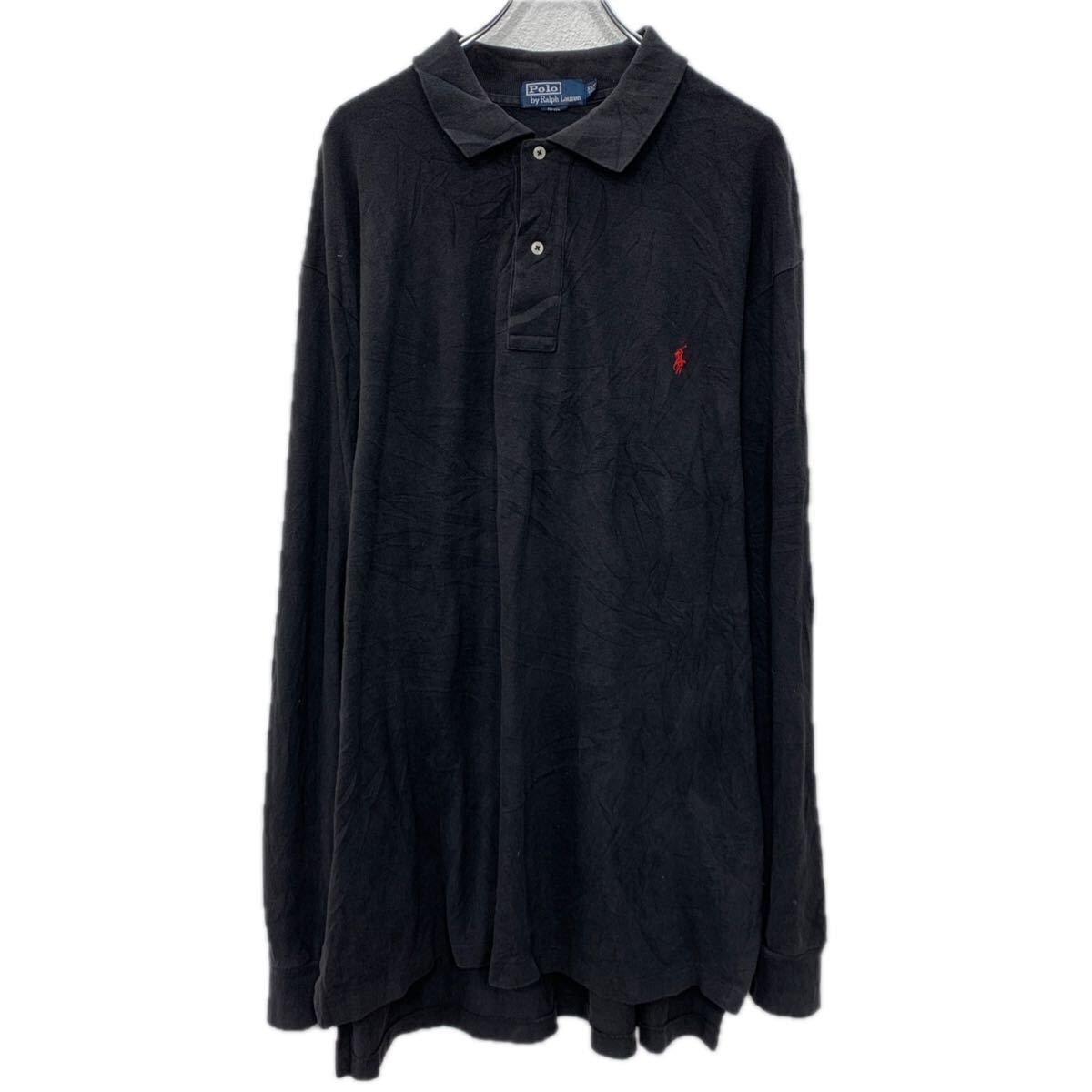 激安！ほぼ未使用　Polo Ralph Lauren ブラック長袖ポロシャツM 90s POLO RALPH LAUREN 長袖 ポロシャツ XLT ブラック ポロバイラル
