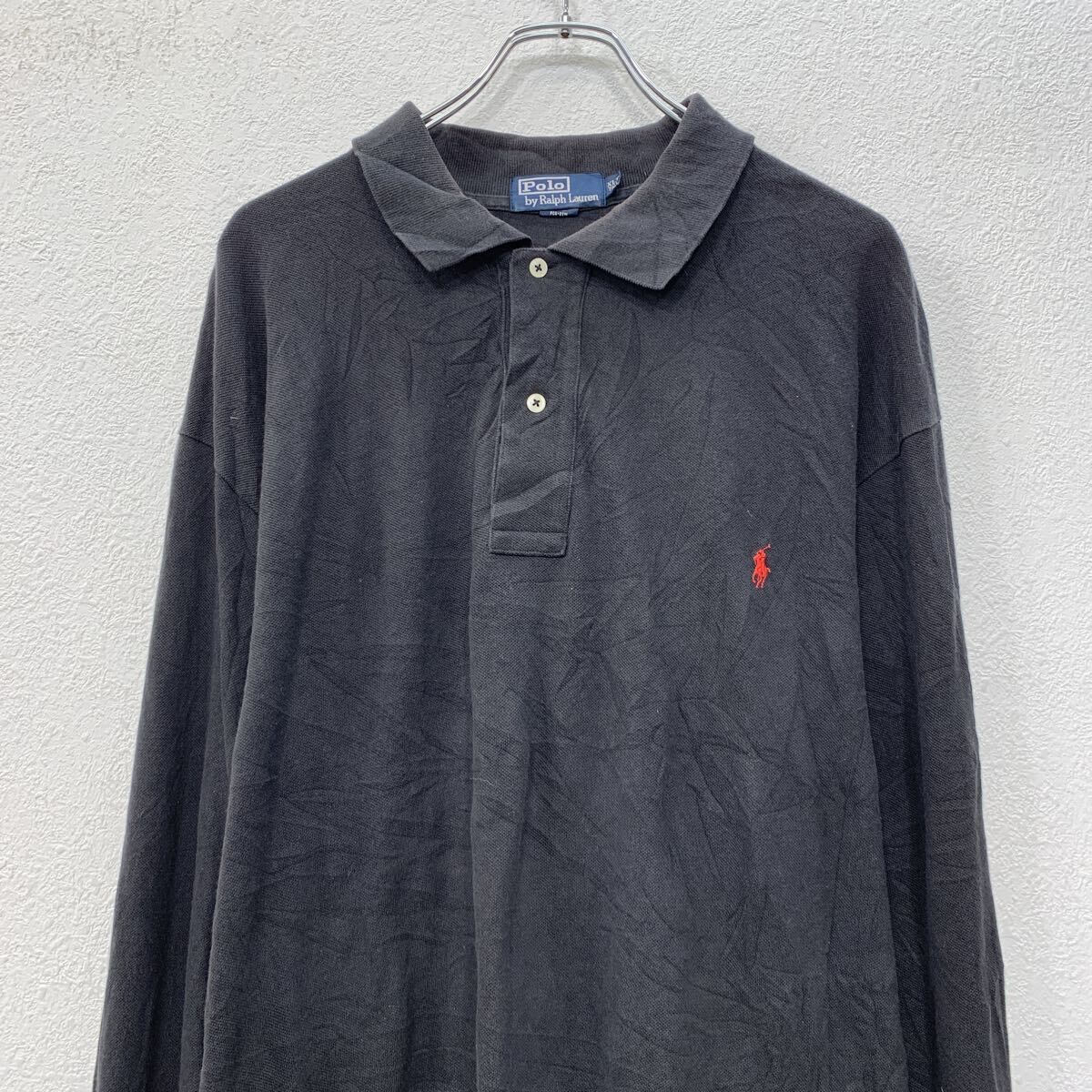 激安！ほぼ未使用　Polo Ralph Lauren ブラック長袖ポロシャツM 90s POLO RALPH LAUREN 長袖 ポロシャツ XLT ブラック ポロバイラル