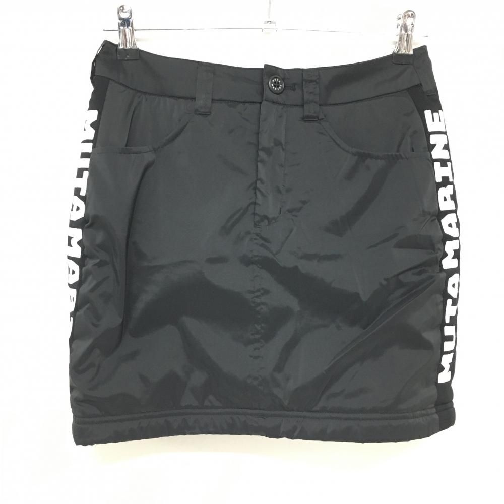 超美品】ムータマリン 中綿スカート 黒×白 サイドロゴ刺しゅう 内側