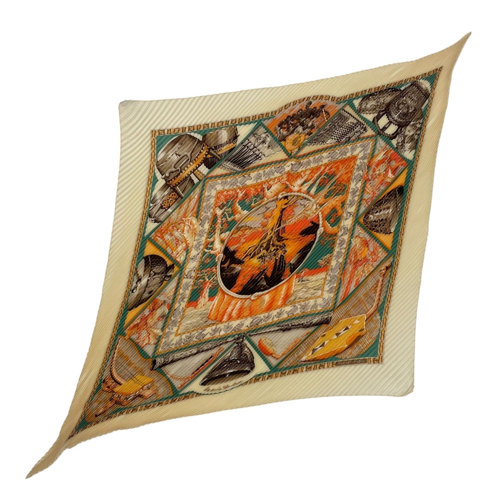 新品同様 HERMES エルメス スカーフ プリーツ Au Son du Tam Tam