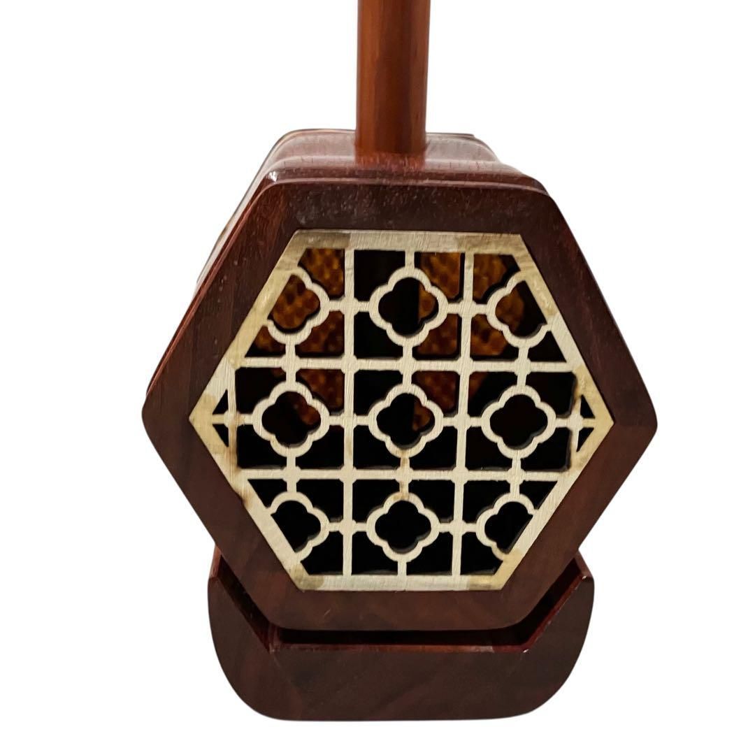 未使用】 蘇州二胡 紅木 胡弓 弦楽器 セミハードケース付き 二胡 ヘビ