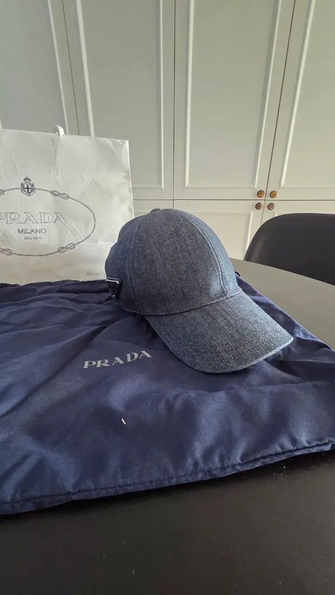百貨店購入 フルセット PRADA プラダ デニム ベースボール キャップ L
