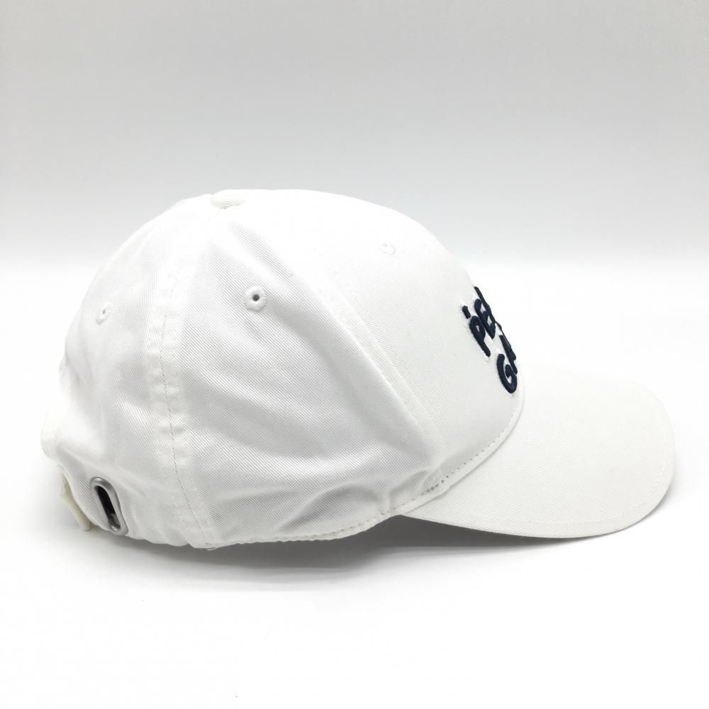 美品】パーリーゲイツ キャップ 白 ロゴ刺しゅう 汗取りパッド付 FR