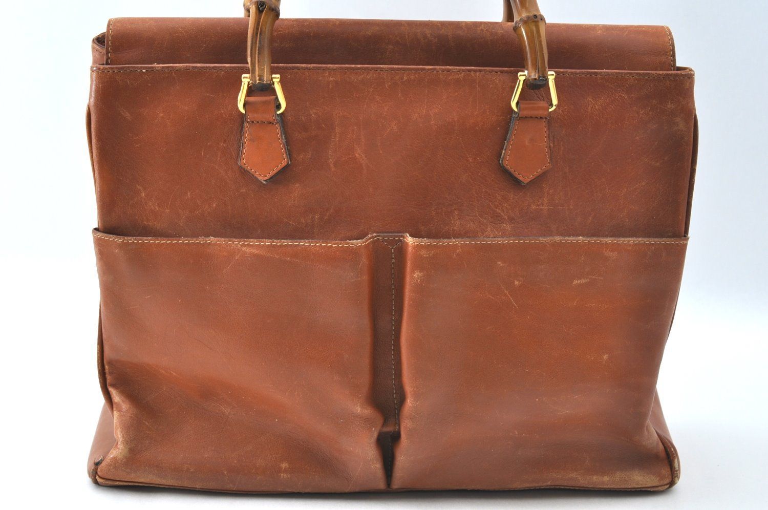 GUCCI グッチ バンブー 2way ハンドショルダーバッグ レザー ブラウン