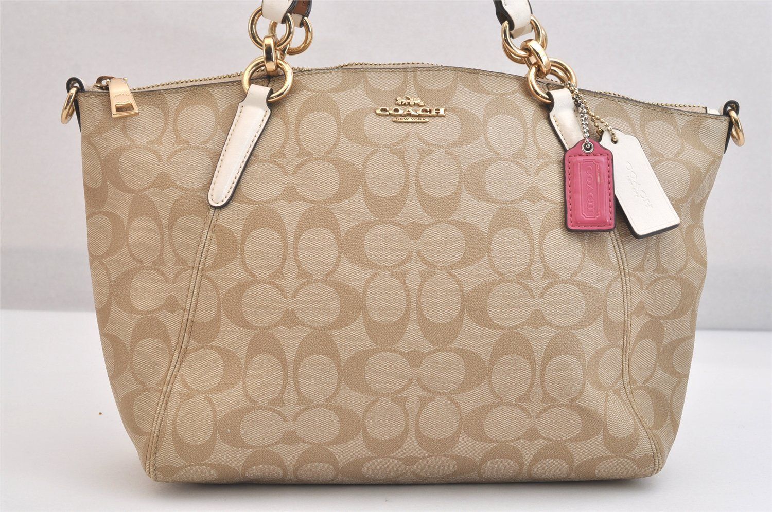 COACH コーチ シグネチャー 2Way ショルダーハンドバッグ ピーブイシー