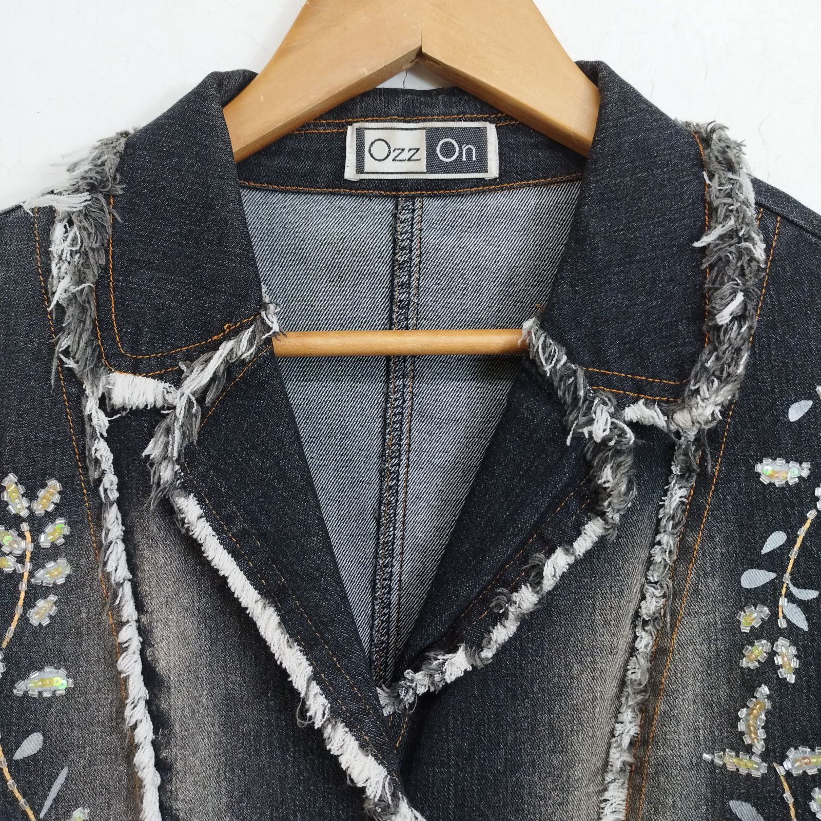 Ozz On オッズオン デニム ジャケット Gジャン ビーズ 装飾 フリンジ