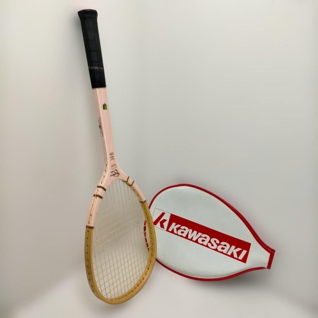 Kawasaki 木製テニスラケット NEW Number One 国産 カワサキ ケース