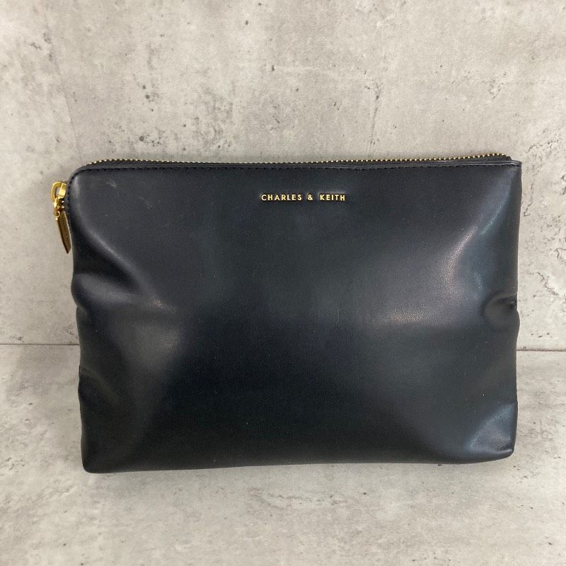 レディース CHARLES & KEITH ダブルハンドルスラウチーバッグ 黒