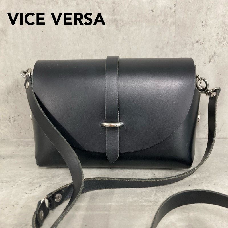 美品 VICE VERSA バイスバーサ レザー ショルダーバッグ 黒 ミニバッグ