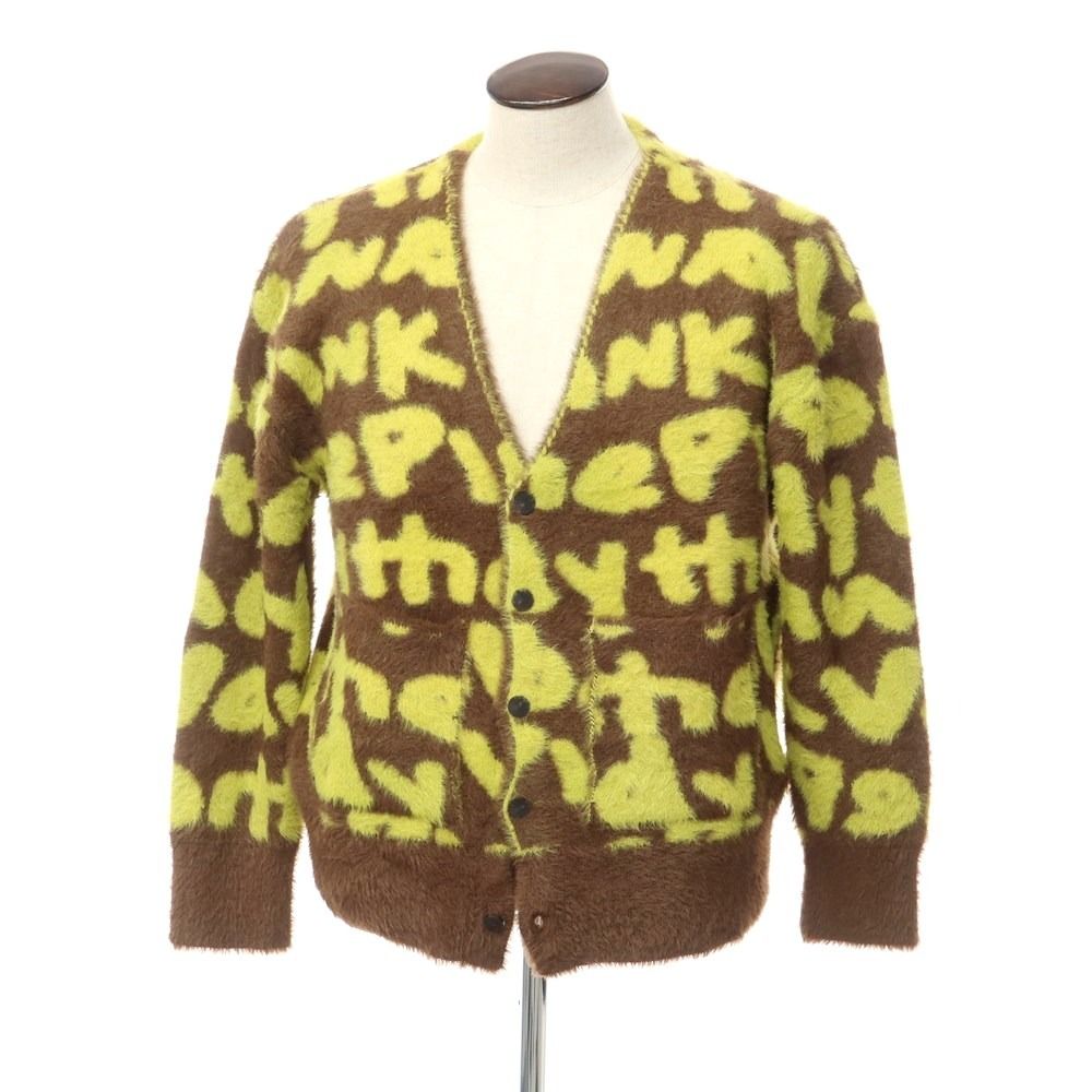ヴァンディー ザ ピンク VANDY THE PINK 総柄 カーディガン ブラウンxライトグリーン【サイズL】【メンズ】