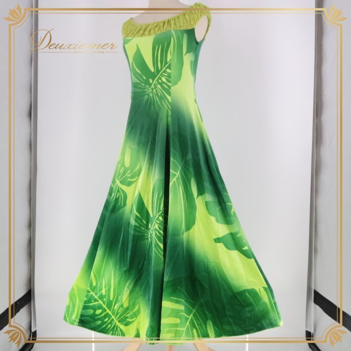 フラダンス 衣装 ワンピース ドレス uino! グリーン系 ハワイ製