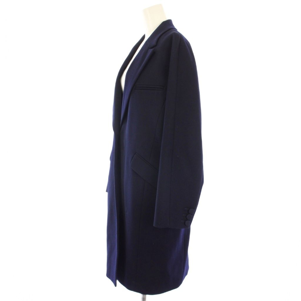 お値下げ 新品 未使用 LE CIEL BLUE ウール チェスターコート 黒 ルシェルブルー LE CIEL BLEU チェスターコート ウール混 ライナー付 F