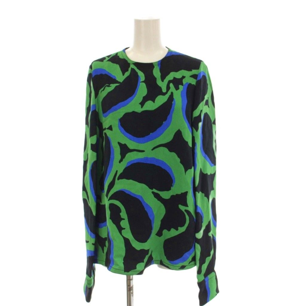 マルニ MARNI プルオーバーブラウス カットソー 長袖 総柄 40 緑 /KH