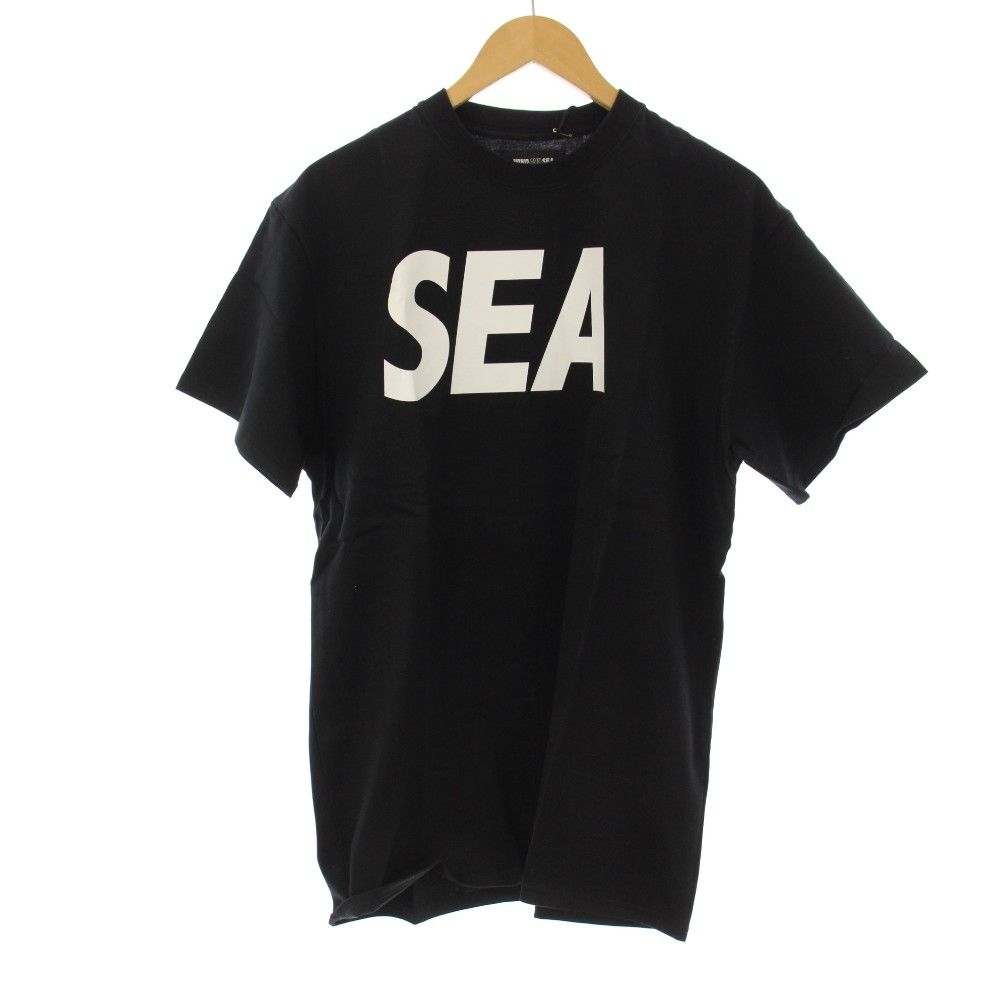 【新品未使用】WIND AND SEA ブラック半袖シャツ 新品タグ付き ウィンダンシー WIND AND SEA Tシャツ 半袖 黒 タグ付き ロゴプリント