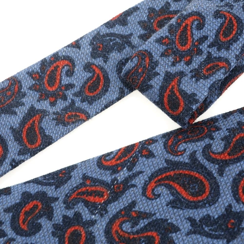 中古】ルイジ ボレッリ Luigi Borrelli ウール プリント ペイズリー柄