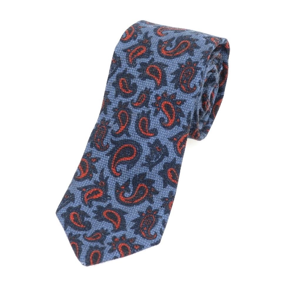 中古】ルイジ ボレッリ Luigi Borrelli ウール プリント ペイズリー柄