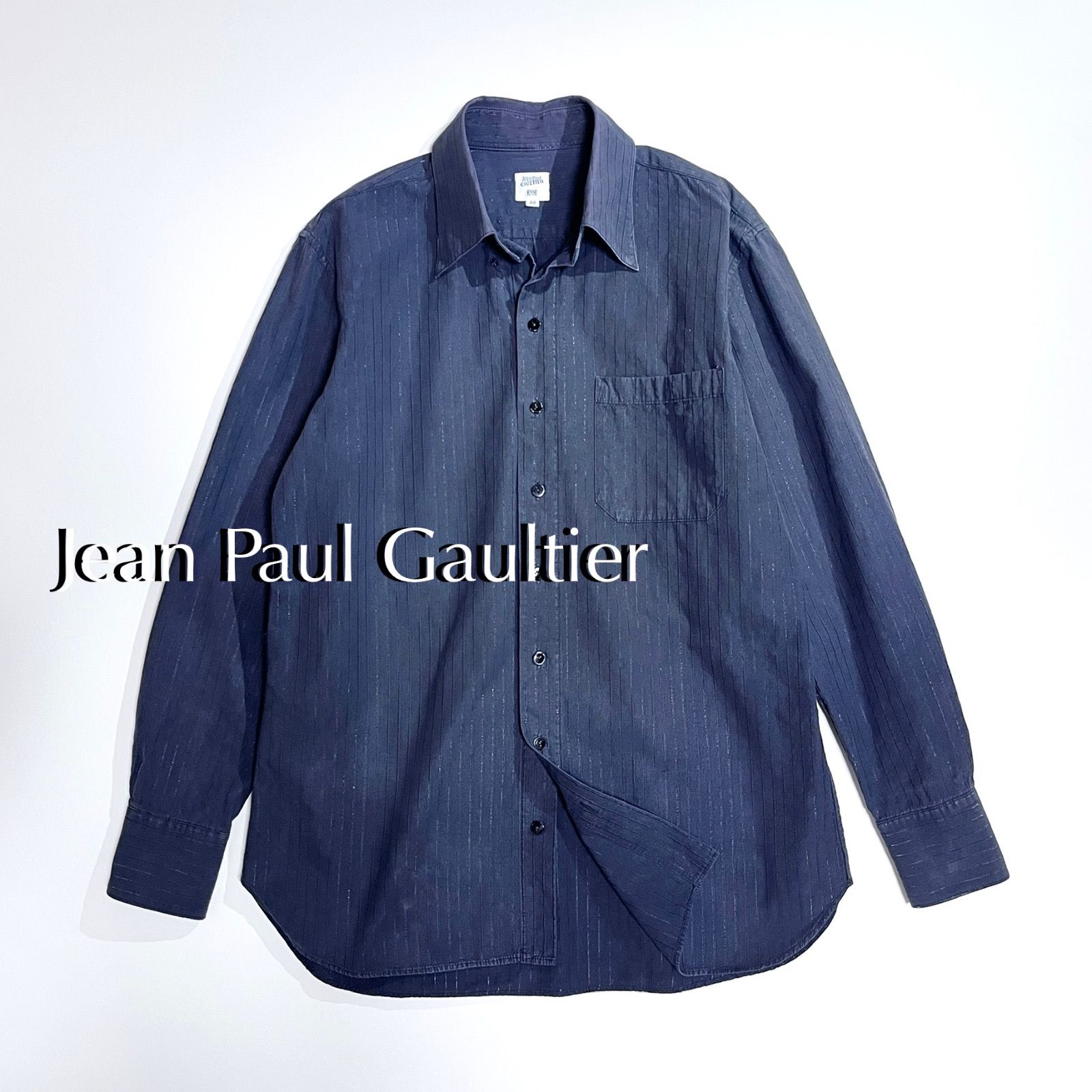 cY79 Jean Paul Gaultier HOMME 長袖 ストライプ シャツ ボタンダウン