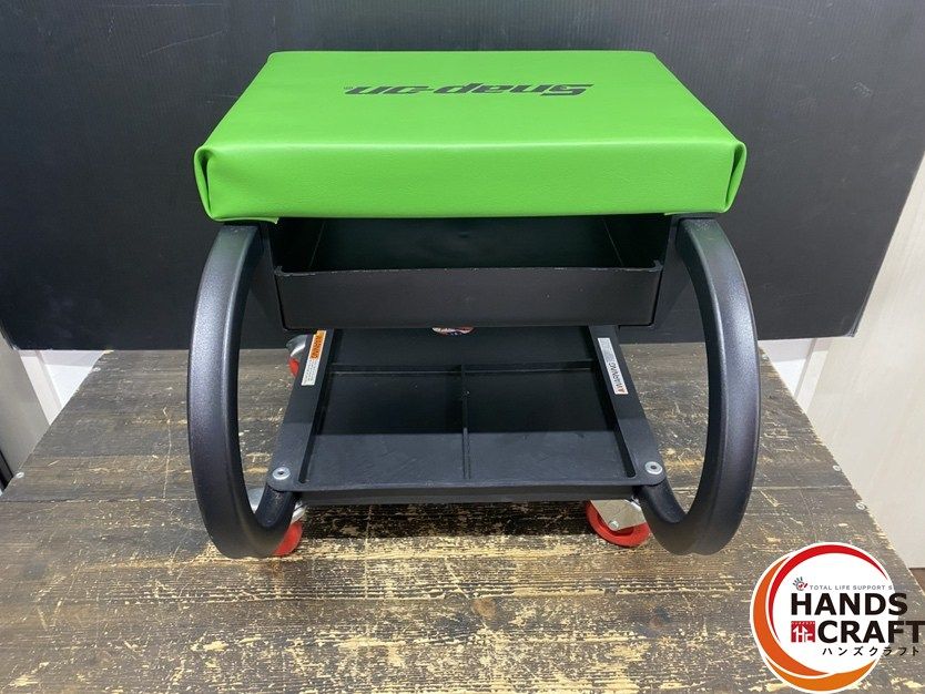 【久留米】【引き取り限定】【中古品】Snap-on スナップオン JCW80AG シートクリーパー 作業椅子 ワークチェア 引き出し付 キャスター付 グリーン 緑　◆本体サイズ…幅362×奥行483×高さ381mm ○【品】Snap-on スナップオン JCW80AG シートクリーパー 作業椅子