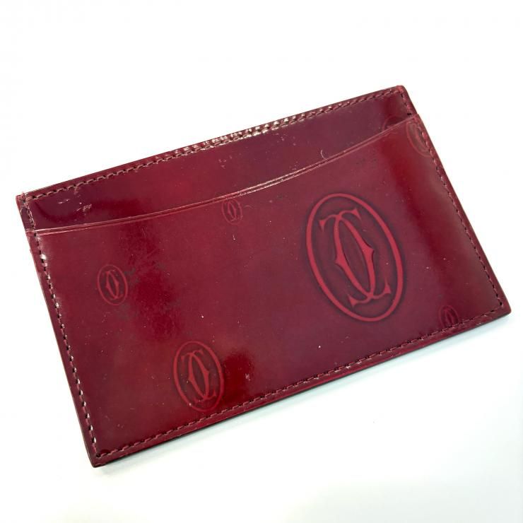 CARTIER レザーカードケース パスケース ボルドー 鑑定済み 正規品