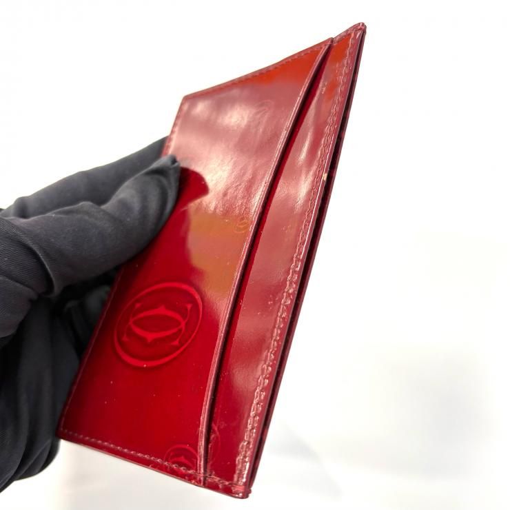 CARTIER レザーカードケース パスケース ボルドー 鑑定済み 正規品