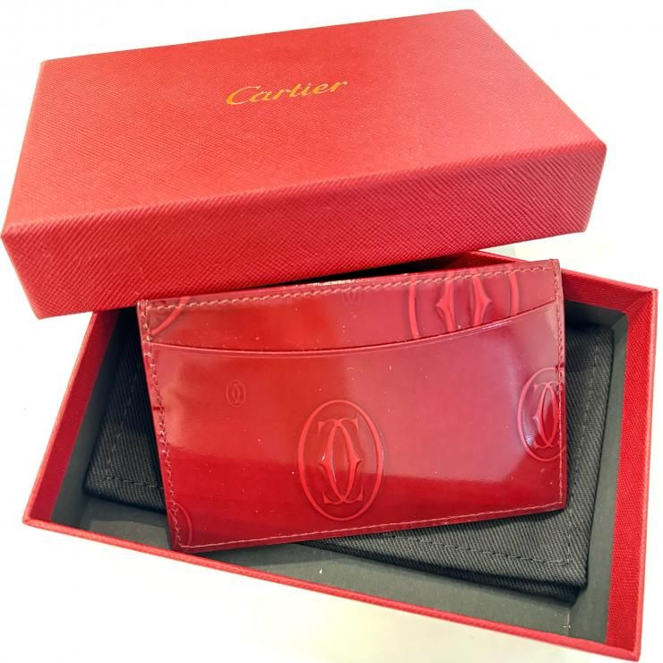 CARTIER レザーカードケース パスケース ボルドー 鑑定済み 正規品