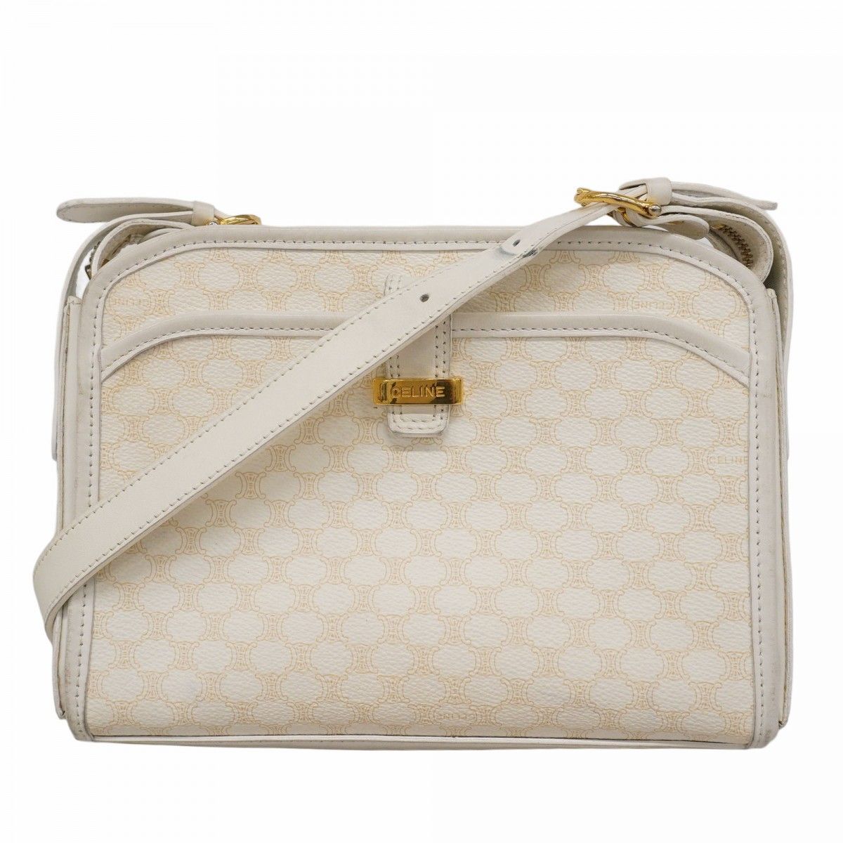 6ae5188-k】セリーヌ ショルダーバッグ マカダム PVC ホワイト