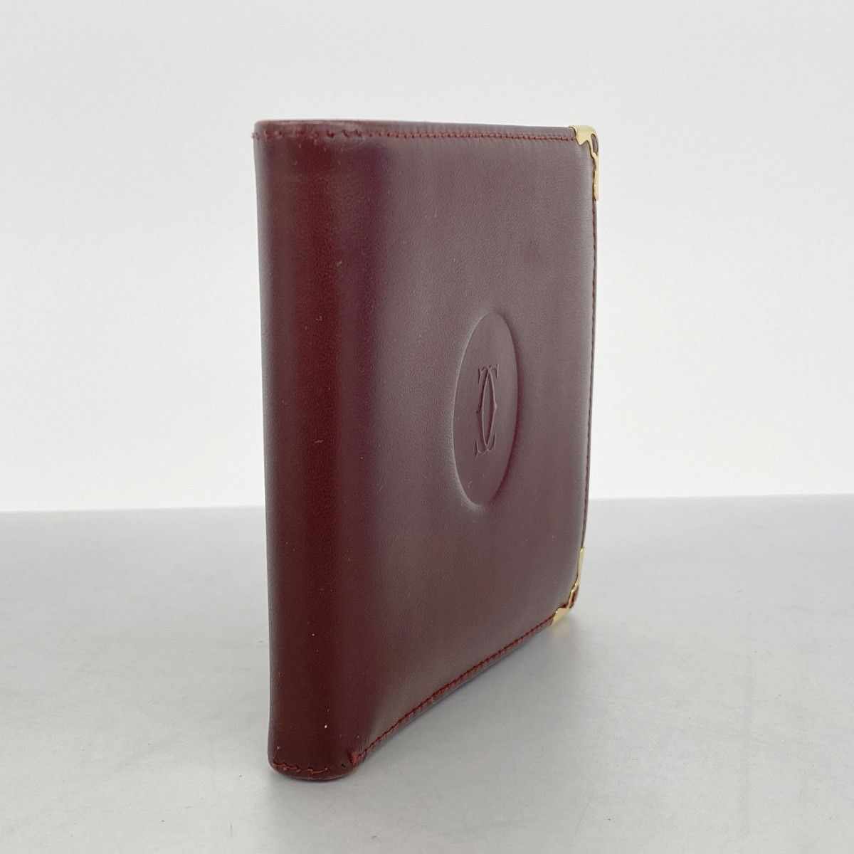 6ae5229】カルティエ 財布 マスト レザー ボルドー ゴールド金具【中古 