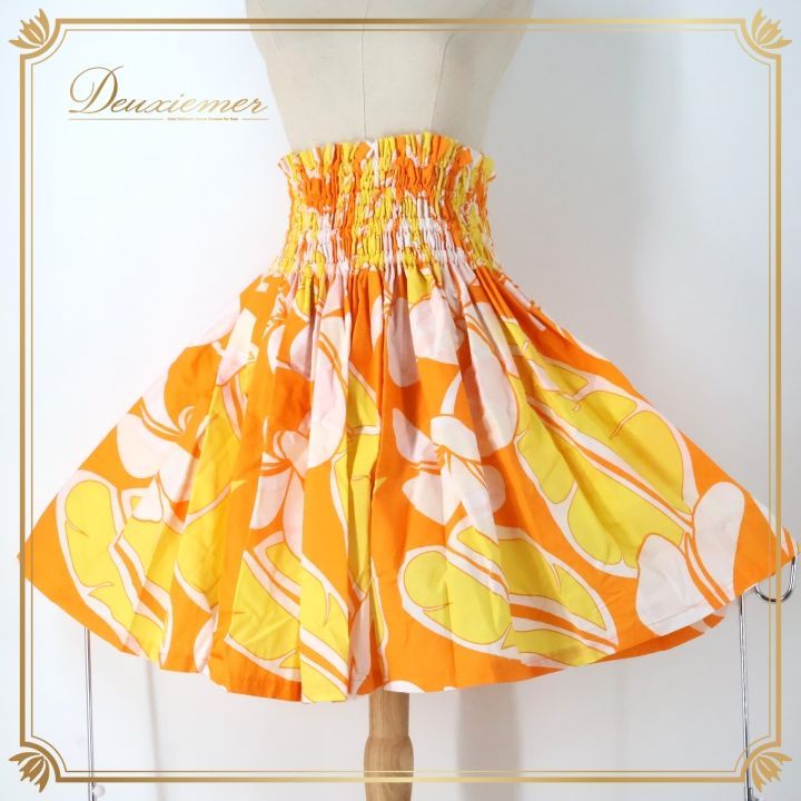 フラダンス 衣装 パウスカート オレンジ系 ハワイアンプリント