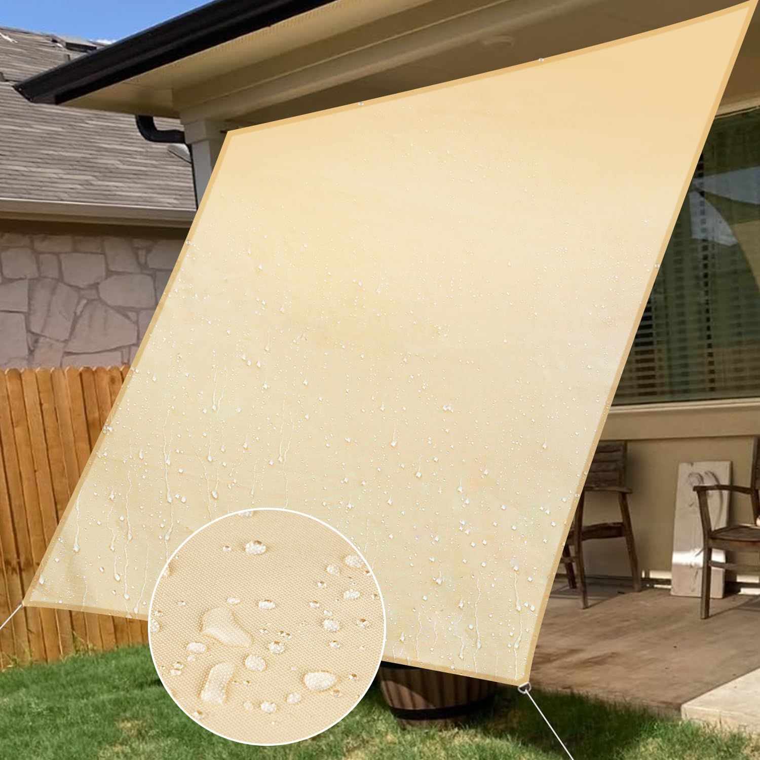 Amazon | 日除けシェード 420Dオクスフォード 3x4m 雨よけ サンシェード 防水PU塗装 ダブルステッチ 2層撥水加工 UVカット 耐久性  錆びにくいD形金具 ベランダサンシェード オーニング 庭用タープ 撥水シェード 屋外／庭先／デッキ ／キャンプ ／野外活動対応 簡単設置 ... 日除けシェード 420Dオクスフォード 4x4m 雨よけ サンシェード 防水PU塗装 ダブルステッチ 2層撥水加工 UVカット 耐久