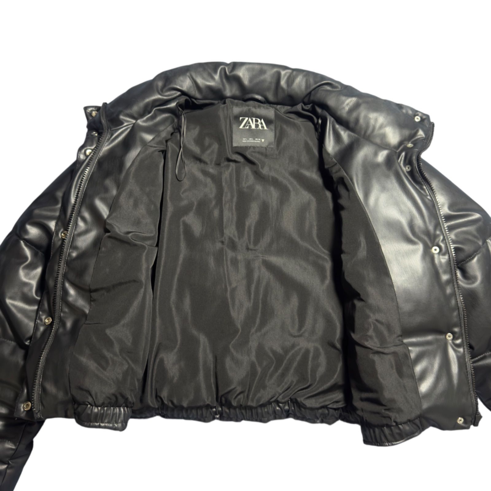 ZARA フェイクレザージャケット ショート ブラック 黒 Lサイズ - メルカリ