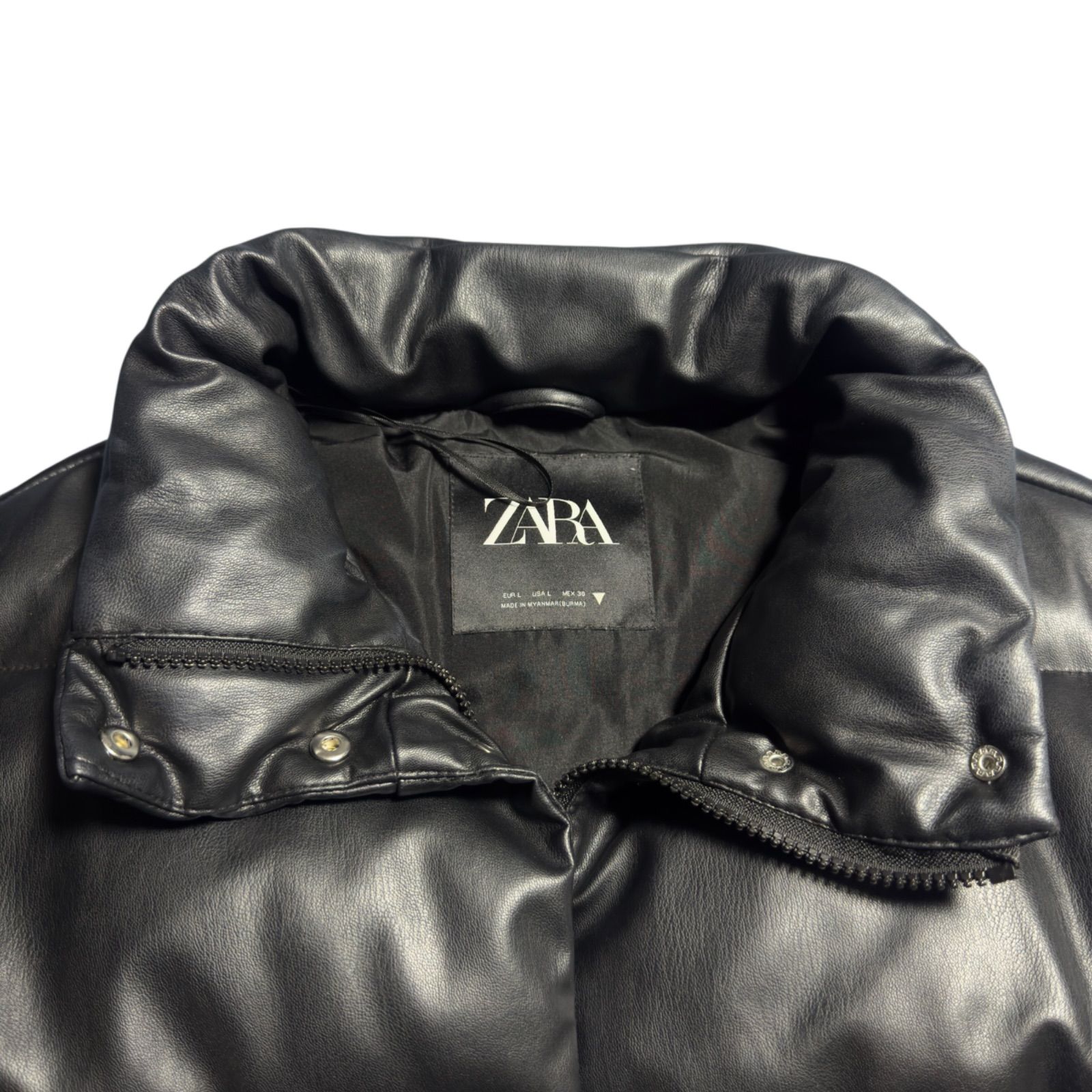 ZARA フェイクレザージャケット ショート ブラック 黒 Lサイズ - メルカリ