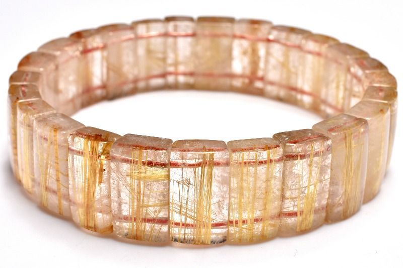 セール中‼️天然石　タイチンルチル　バングル　太針　パワーストーン　約16,5cm 1点物】整列金針の輝き！ タイチンルチルクォーツ 7-9.5x15mm