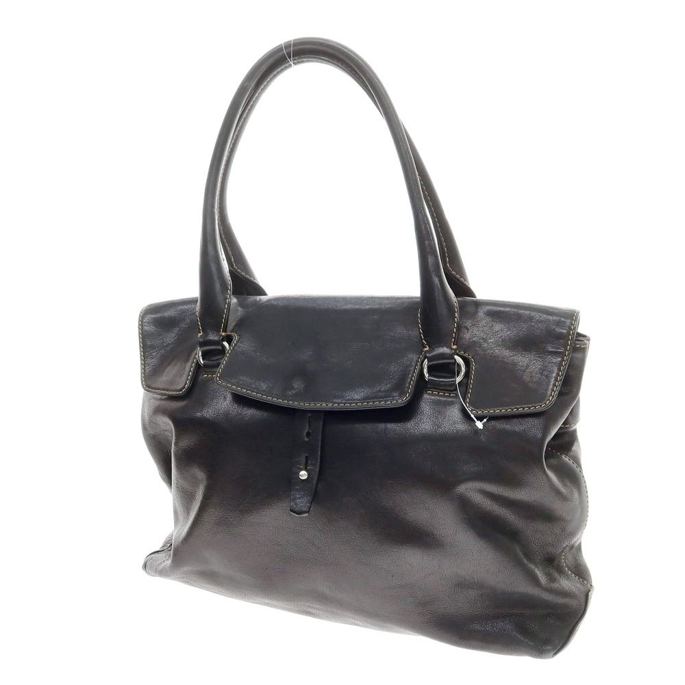 中古】ステファノマーノ STEFANOMANO レザー フラップトートバッグ 
