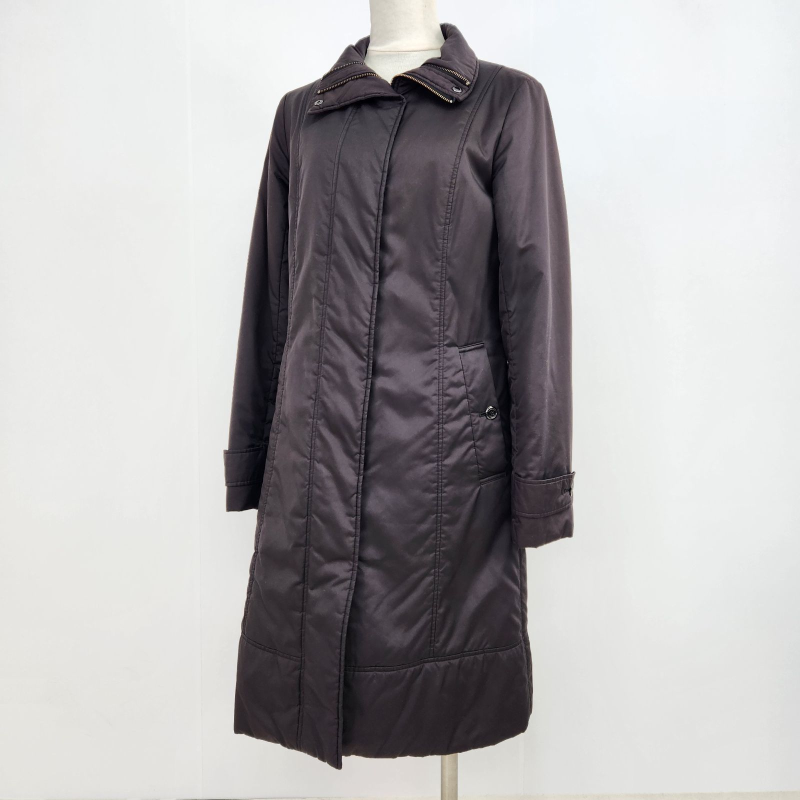 バーバリーロンドン ロングコート 中綿 ノバチェック Aライン 36 S M