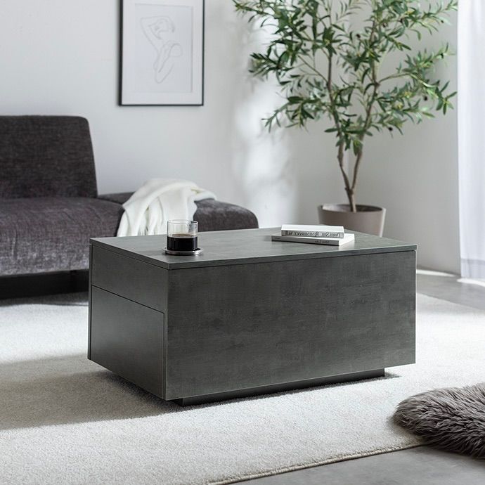 幅80cm】Bolte 昇降式センターテーブル ストーン 収納 リビング