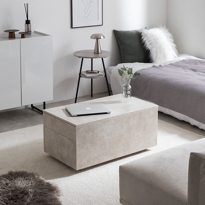 幅80cm】Bolte 昇降式センターテーブル ストーン 収納 リビング