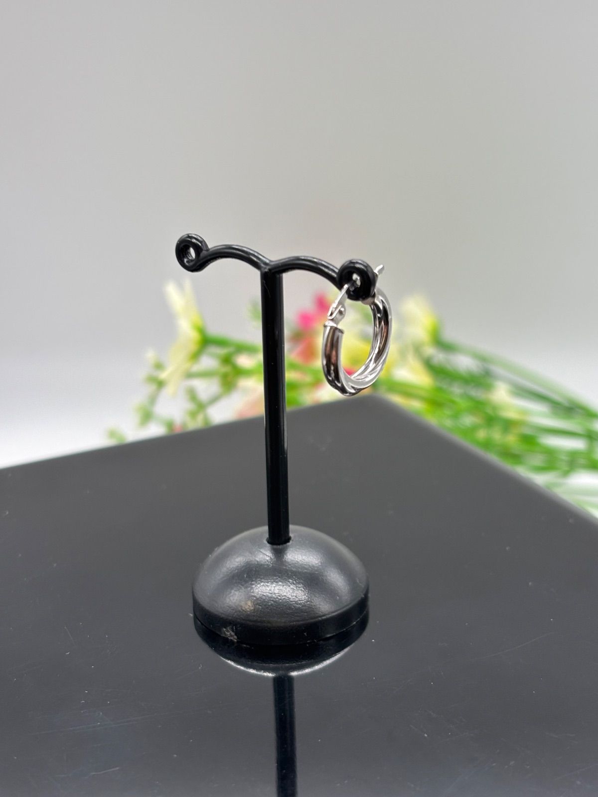 片耳のみ】 ホワイトゴールド K14 フープピアス 14金 - メルカリ