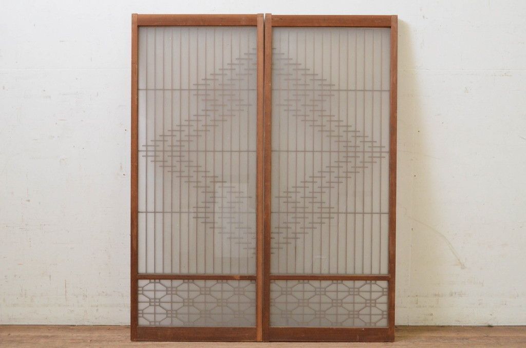 ▽現状販売▽ 書院戸2枚セット アンティーク建具 組子建具 組子細工 組