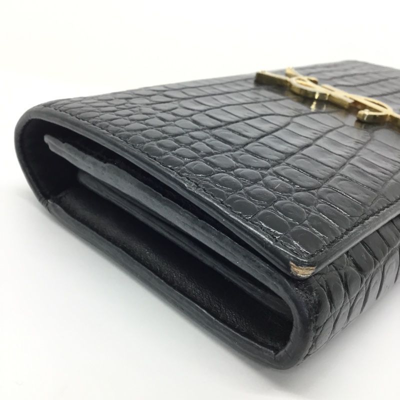 SAINT LAURENT【サンローラン】YSL クロコ型押し 二つ折り長財布