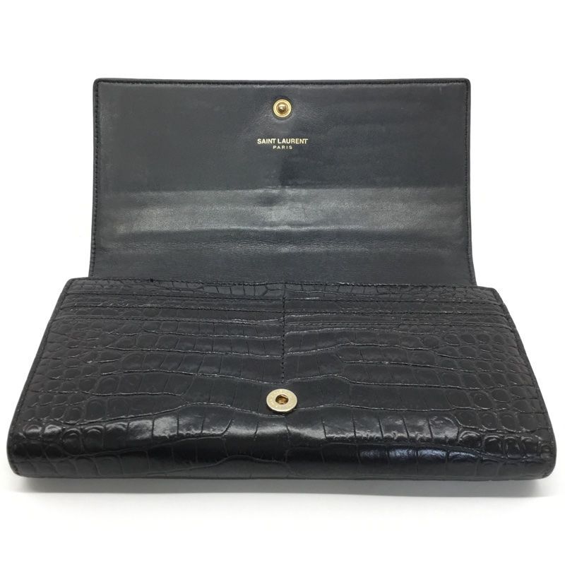 SAINT LAURENT【サンローラン】YSL クロコ型押し 二つ折り長財布