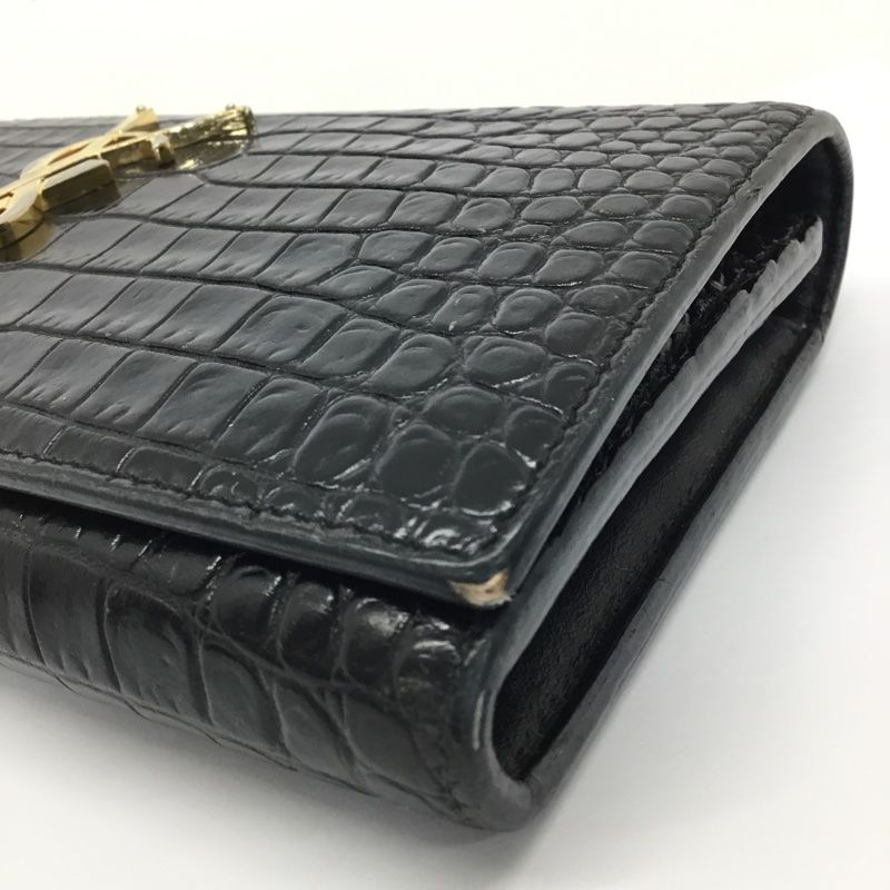 SAINT LAURENT【サンローラン】YSL クロコ型押し 二つ折り長財布