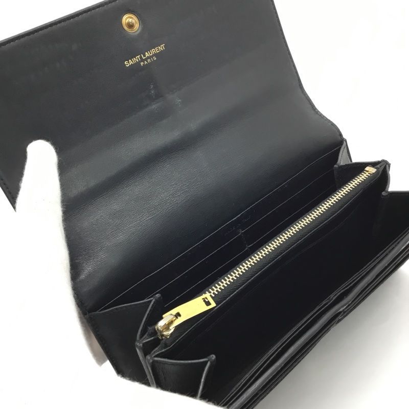 SAINT LAURENT【サンローラン】YSL クロコ型押し 二つ折り長財布