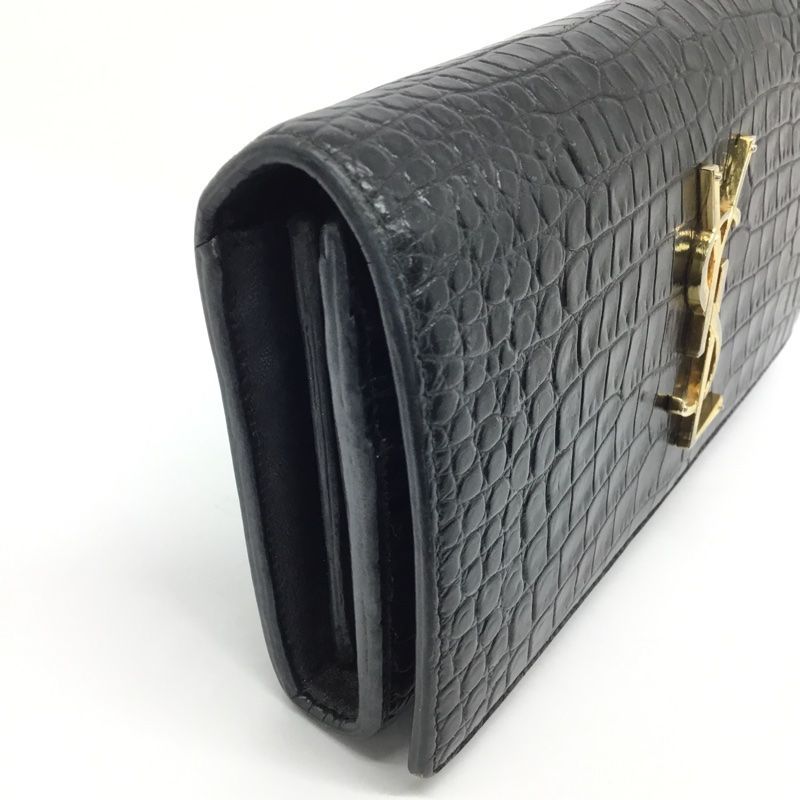 SAINT LAURENT【サンローラン】YSL クロコ型押し 二つ折り長財布