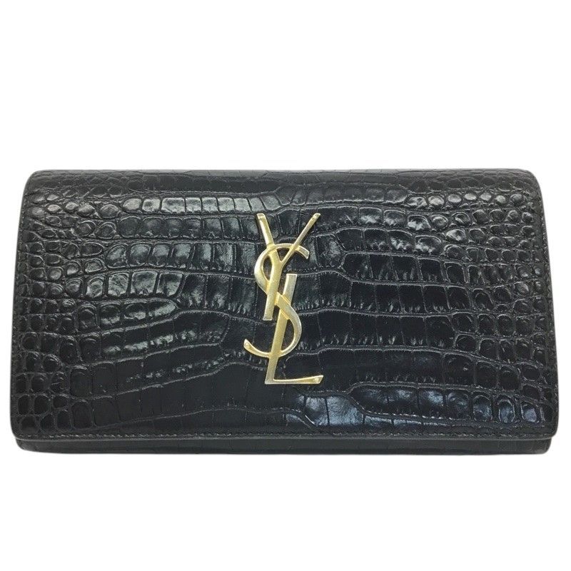 SAINT LAURENT【サンローラン】YSL クロコ型押し 二つ折り長財布