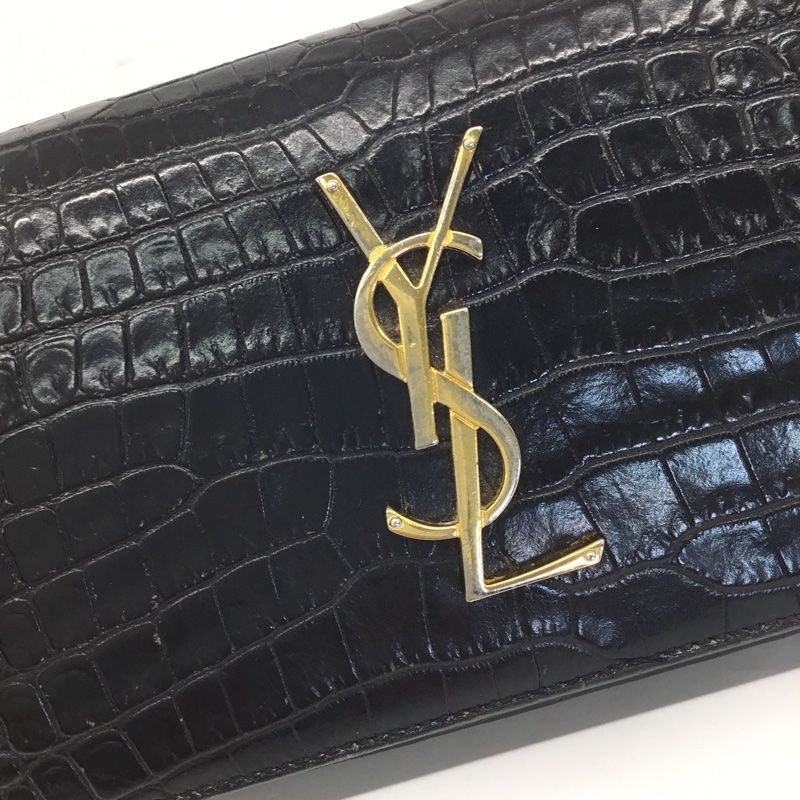 SAINT LAURENT【サンローラン】YSL クロコ型押し 二つ折り長財布